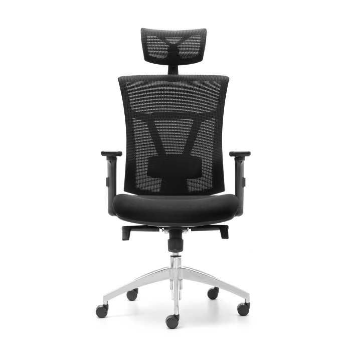 Silla ergonomica de oficina Modelo Ankara de Euromof, con cabecero regulable, soporte lumbar, color negro