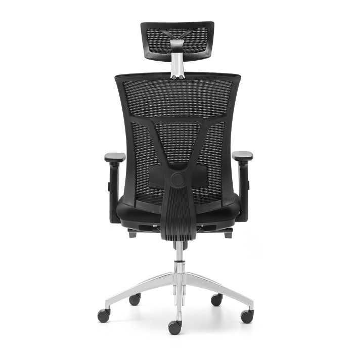 Silla ergonomica de oficina Modelo Ankara de Euromof, con cabecero regulable, soporte lumbar, color negro