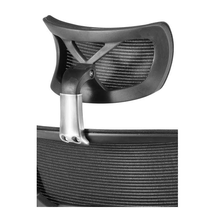 Silla ergonomica de oficina Modelo Ankara de Euromof, con cabecero regulable, soporte lumbar, color negro