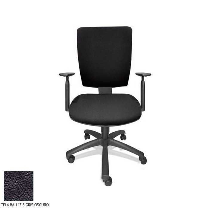 Silla de oficina FLASH, respaldo tapizado, brazos regulables, base poliamida, contacto permanente