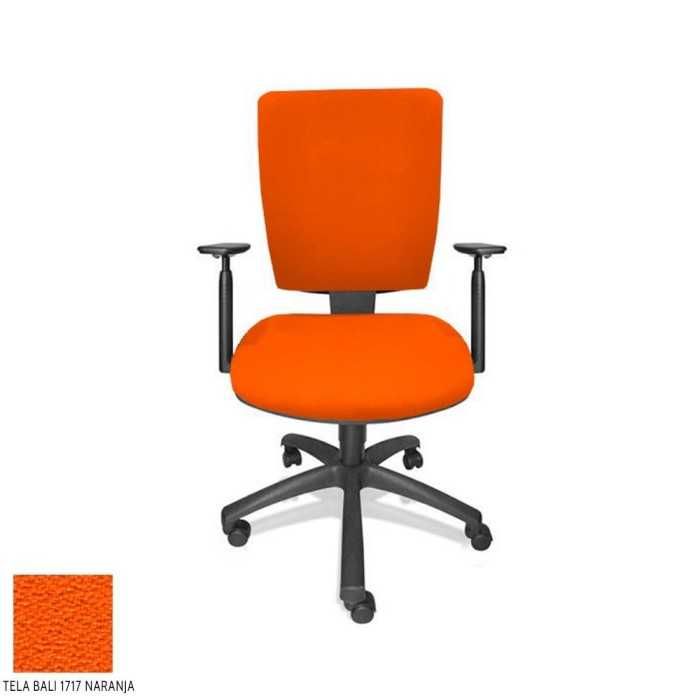 Silla de oficina FLASH, respaldo tapizado, brazos regulables, base poliamida, contacto permanente