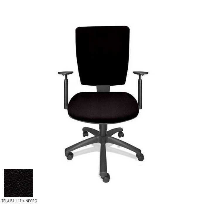 Silla de oficina FLASH, respaldo tapizado, brazos regulables, base poliamida, contacto permanente
