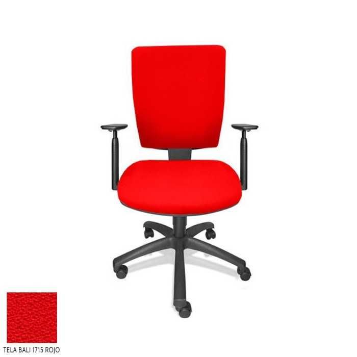 Silla de oficina FLASH, respaldo tapizado, brazos regulables, base poliamida, contacto permanente