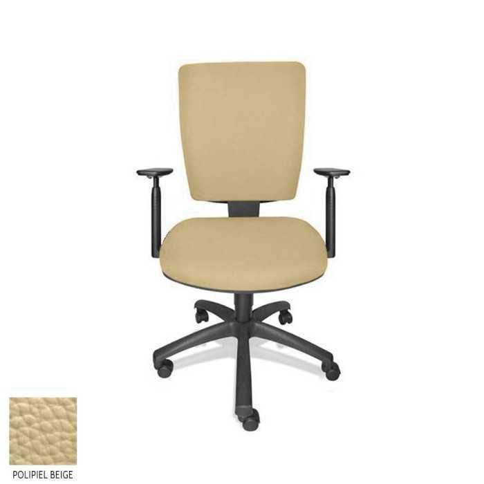 Silla de oficina FLASH, respaldo tapizado, brazos regulables, base poliamida, contacto permanente