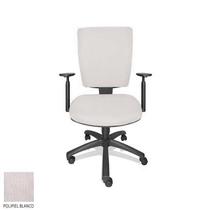 Silla de oficina FLASH, respaldo tapizado, brazos regulables, base poliamida, contacto permanente