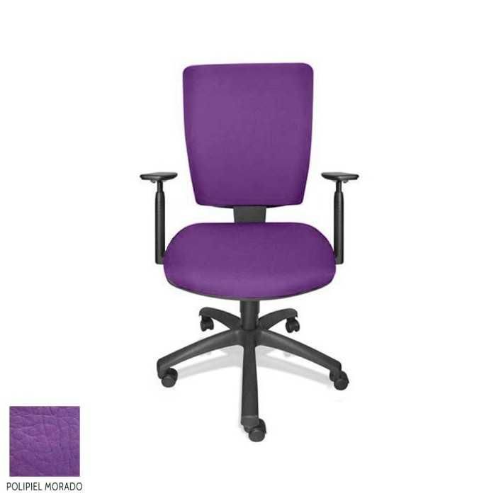 Silla de oficina FLASH, respaldo tapizado, brazos regulables, base poliamida, contacto permanente