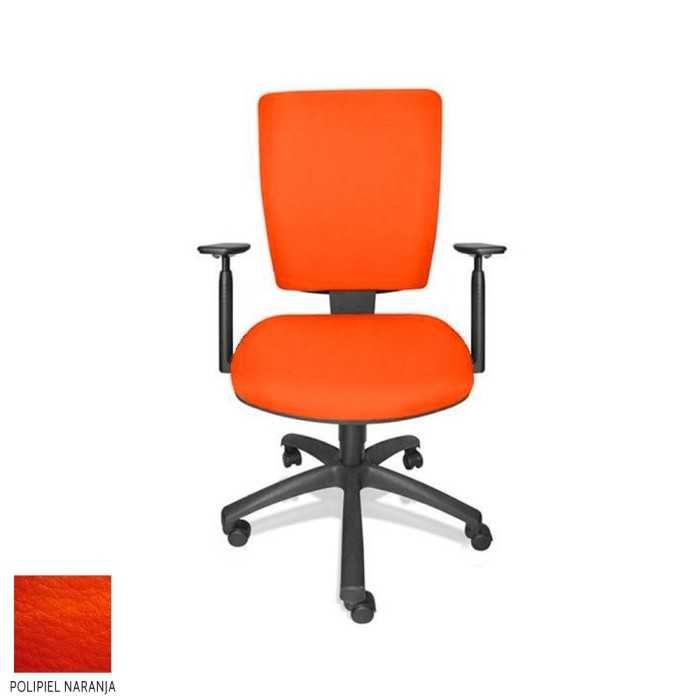 Silla de oficina FLASH, respaldo tapizado, brazos regulables, base poliamida, contacto permanente