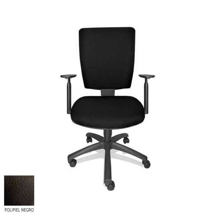 Silla de oficina FLASH, respaldo tapizado, brazos regulables, base poliamida, contacto permanente