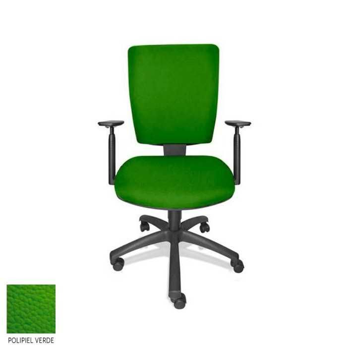 Silla de oficina FLASH, respaldo tapizado, brazos regulables, base poliamida, contacto permanente