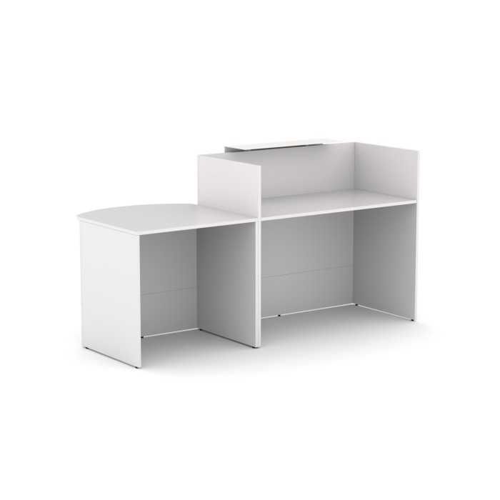 Mostrador recepción MOBI 200 cm, blanco,  sobremostrador y zócalo blanco
