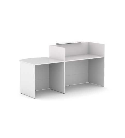 Mostrador recepción MOBI 200 cm, blanco,  sobremostrador y zócalo blanco Mostrador recepción MOBI 200 cm, blanco,  sobremostrador y zócalo blanco