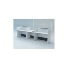 Mostrador recepción MOBI 320 cm, blanco,  sobremostradores y zócalo grafito