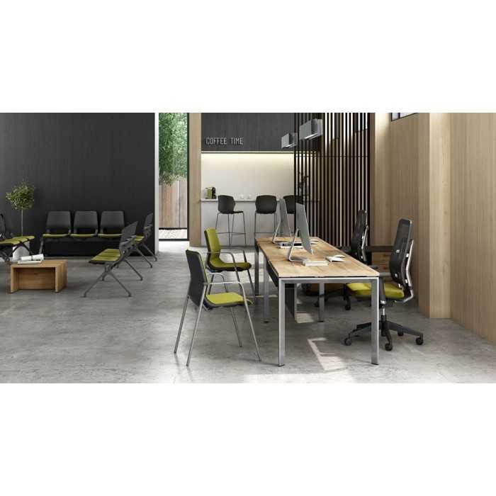 Mesa de despacho Serie STAR,  estructura 4 patas metálica, fondo 80 cm
