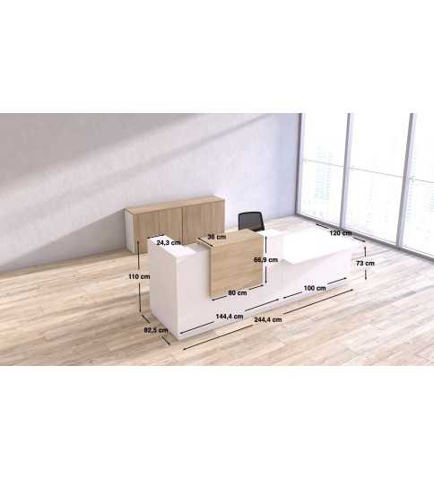 Mostrador de recepción Terminación Derecho ZETA PLUS CON SOBREMOSTRADOR + minusválido Mostrador de recepción Terminación Derecho ZETA PLUS CON SOBREMOSTRADOR + minusválido