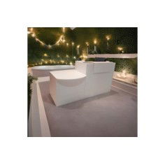 Mostrador recepción MOBI 200 cm, blanco,  sobremostrador y zócalo blanco