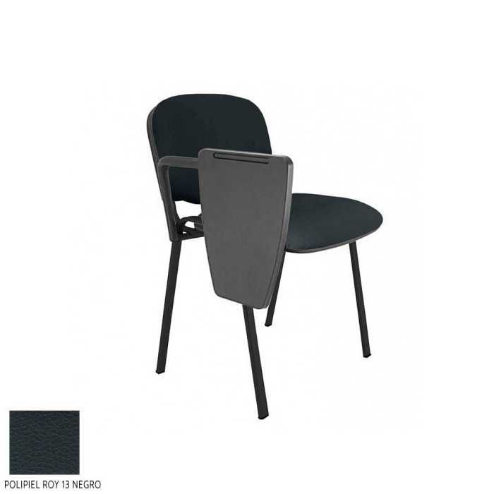 Silla confidente modelo FISSA de Vincolo, con pala derecha, tapizada, estructura negra