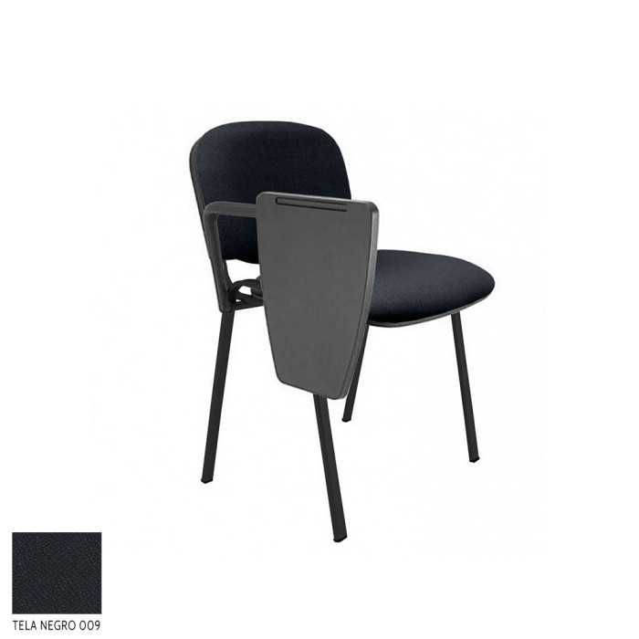 Silla confidente modelo FISSA de Vincolo, con pala derecha, tapizada, estructura negra