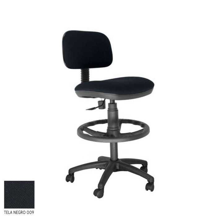 Taburete de oficina modelo SOFY de Vincolo, con ruedas, aro negro, giratorio