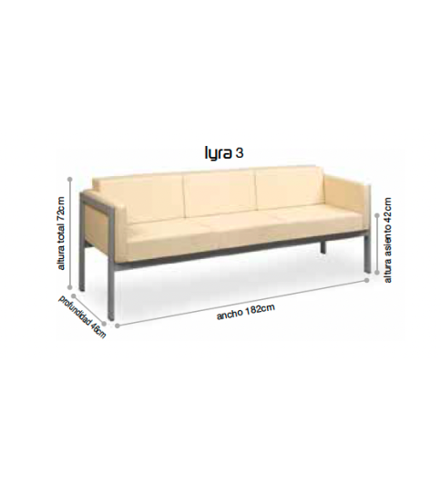 Sofá sala de espera de 3 plazas modelo Lyra Sofá sala de espera de 3 plazas modelo Lyra