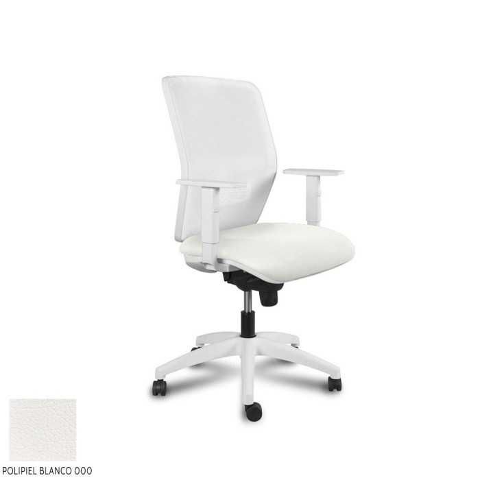 Silla Operativa ergonómica Kerry White Syncro de Vincolo brazos regulables y base blanca