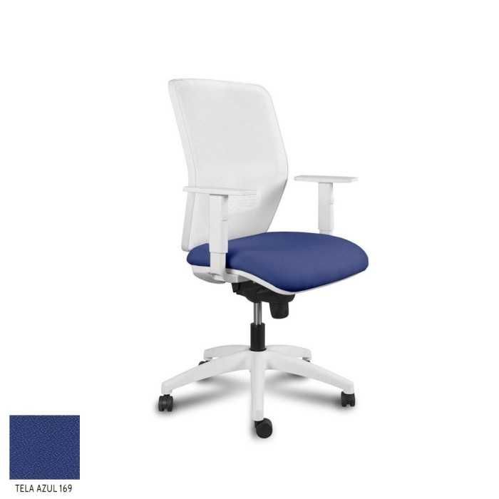 Silla Operativa ergonómica Kerry White Syncro de Vincolo brazos regulables y base blanca