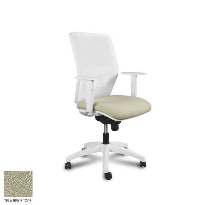 Silla Operativa ergonómica Kerry White Syncro de Vincolo brazos regulables y base blanca