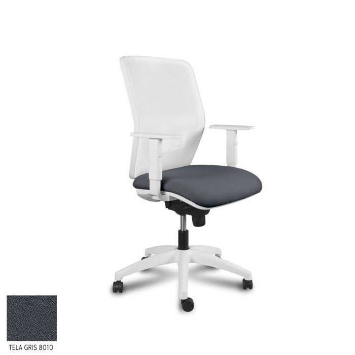 Silla Operativa ergonómica Kerry White Syncro de Vincolo brazos regulables y base blanca
