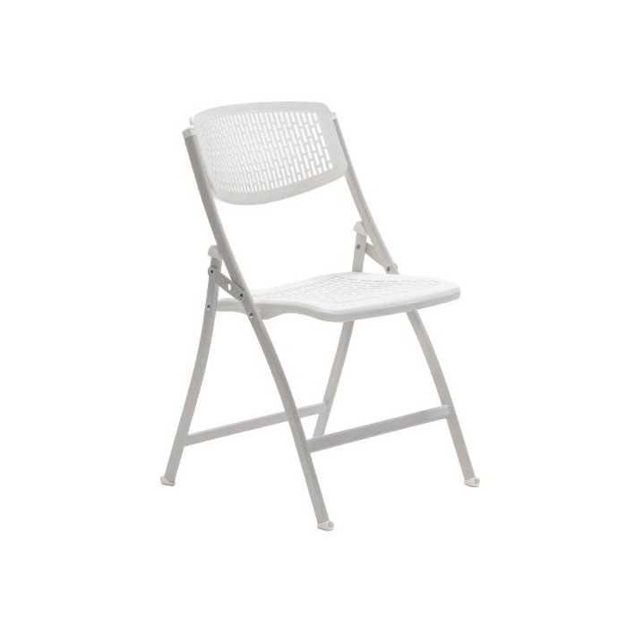 Pack 5 sillas plegables modelo SEUL de Euromof estructura de acero en color blanco