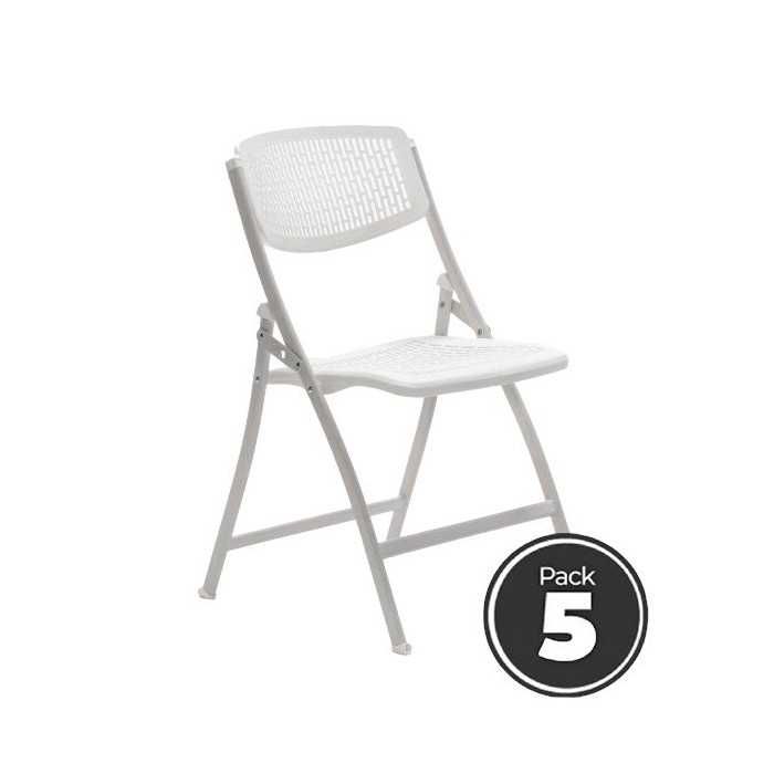 Pack 5 sillas plegables modelo SEUL de Euromof estructura de acero en color blanco