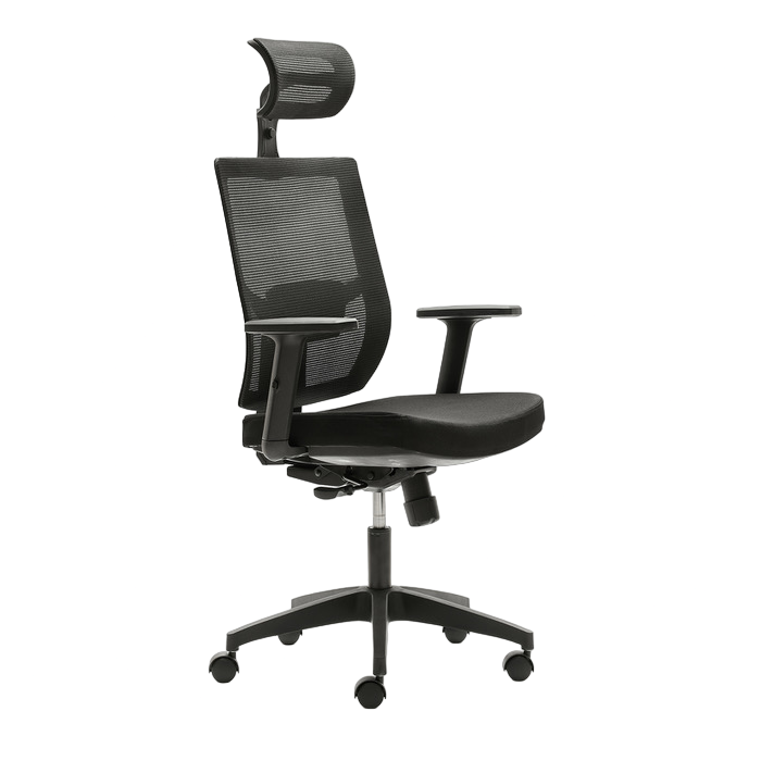 Silla ergonómica de oficina PISA de Euromof, cabecero y brazos regulables