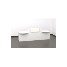 Mostrador recepción MOBI 280 cm, blanco, sobremostrador y zócalo blanco