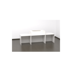 Mostrador recepción MOBI 280 cm, blanco, sobremostrador y zócalo blanco