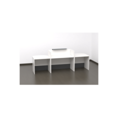 Mostrador recepción MOBI 280 cm, blanco, sobremostrador y zócalo grafito