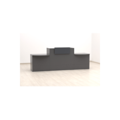 Mostrador recepción MOBI 280 cm, grafito, sobremostrador y zócalo grafito