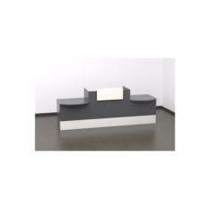 Mostrador recepción MOBI 280 cm, grafito, sobremostrador y zócalo blanco