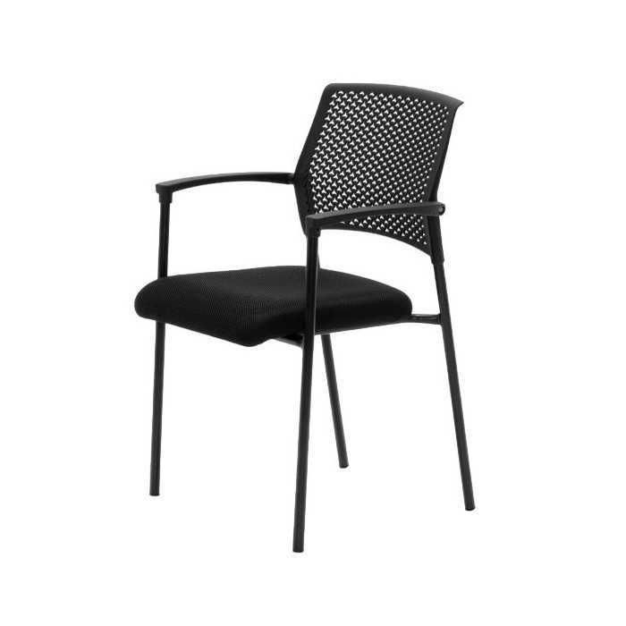 Pack de 4 Sillas confidente apilable modelo MANILA de Euromof, estructura negra