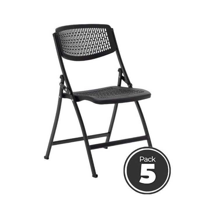 Pack 5 sillas plegables modelo SEUL de Euromof estructura de acero en color negra
