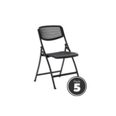Pack 5 sillas plegables modelo SEUL de Euromof estructura de acero en color negra
