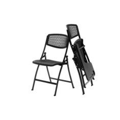 Pack 4 sillas plegables SEUL de Euromof con pala derecha, estructura de acero, color negro