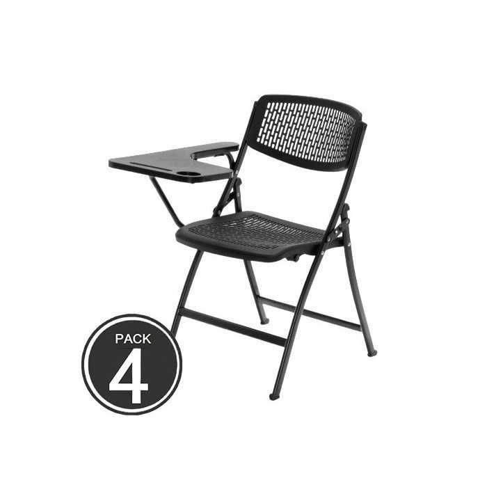 Pack 4 sillas plegables SEUL de Euromof con pala derecha, estructura de acero, color negro