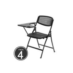 Pack 4 sillas plegables SEUL de Euromof con pala derecha, estructura de acero, color negro