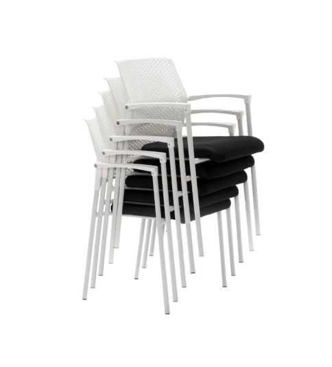 Pack de 4 Sillas confidente apilable modelo MANILA de Euromof, estructura blanca Pack de 4 Sillas confidente apilable modelo MANILA de Euromof, estructura blanca