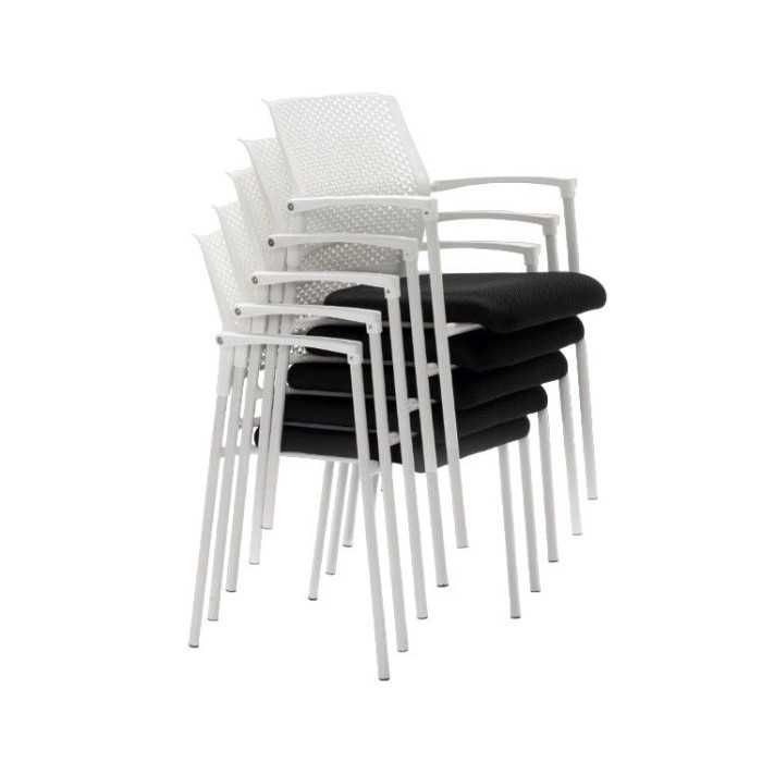 Pack de 4 Sillas confidente apilable modelo MANILA de Euromof, estructura blanca