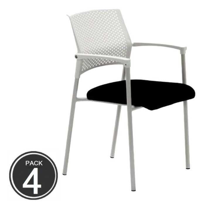Pack de 4 Sillas confidente apilable modelo MANILA de Euromof, estructura blanca