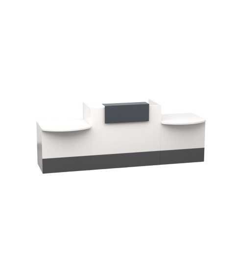 Mostrador recepción MOBI 280 cm, blanco, sobremostrador y zócalo grafito Mostrador recepción MOBI 280 cm, blanco, sobremostrador y zócalo grafito