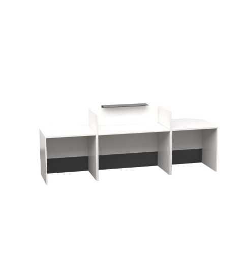 Mostrador recepción MOBI 280 cm, blanco, sobremostrador y zócalo grafito Mostrador recepción MOBI 280 cm, blanco, sobremostrador y zócalo grafito