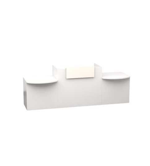 Mostrador recepción MOBI 280 cm, blanco, sobremostrador y zócalo blanco Mostrador recepción MOBI 280 cm, blanco, sobremostrador y zócalo blanco