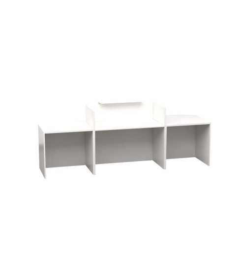 Mostrador recepción MOBI 280 cm, blanco, sobremostrador y zócalo blanco Mostrador recepción MOBI 280 cm, blanco, sobremostrador y zócalo blanco