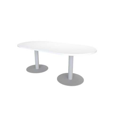 Mesa de reunión ovalada con bases cilíndricas metálicas de Euromof Mesa de reunión ovalada con bases cilíndricas metálicas de Euromof