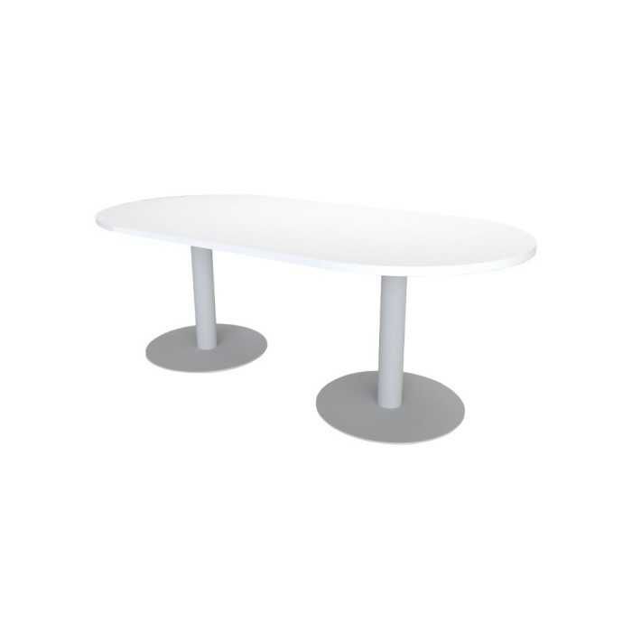 Mesa de reunión ovalada con bases cilíndricas metálicas de Euromof Mesa de reunión ovalada con bases cilíndricas metálicas de Euromof